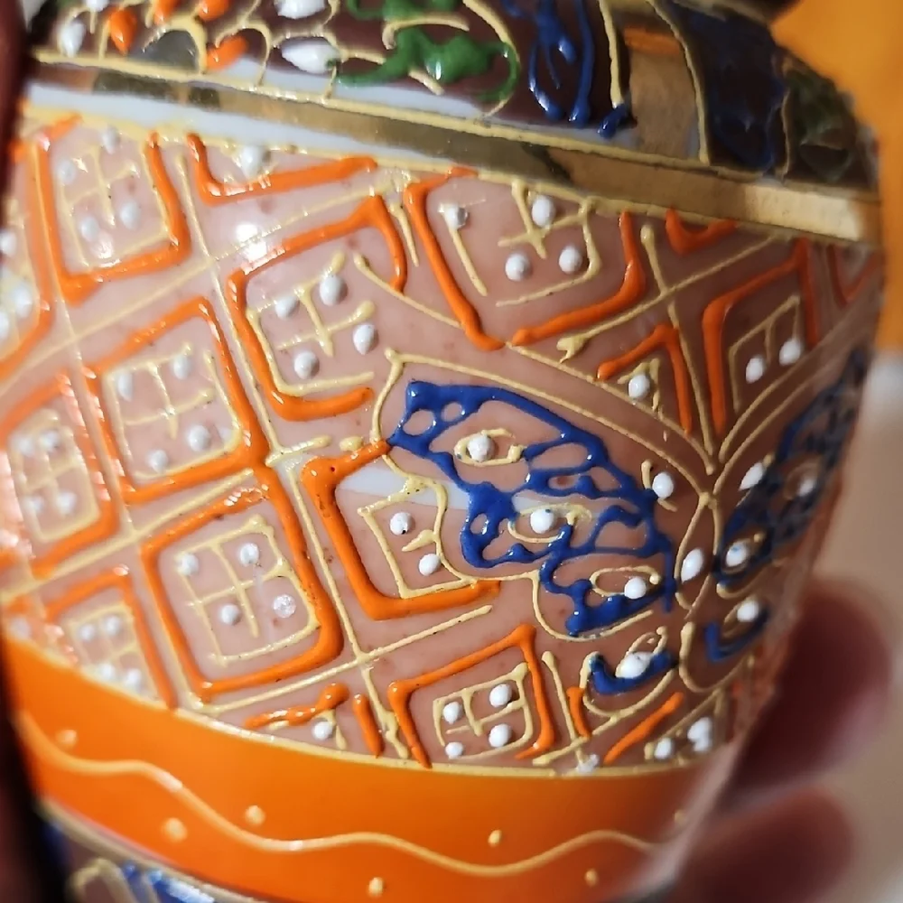 VTG Hand Painted Goldcastle Japan Moriage Butterfly Vase, Set of 2